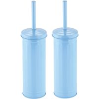 MSV Industrial Toilet/wc-borstel houder - 2x - metaal - pastel blauw - 38 cm - Toiletborstels