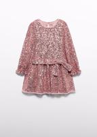 Abel & Lula winter jurk meisjes - roze - pailletten