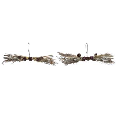 Kerstversiering DKD Home Decor Bloem (60 x 15 x 8 cm) (2 Stuks)