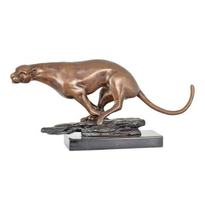 A BRONZE SCULPTURE OF A RUNNING JAGUAR