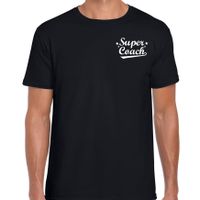 Super coach cadeau t-shirt zwart op borst voor heren - thumbnail