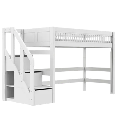 Lifetime hoogslaper 152cm breeze met trapkast wit