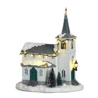 Wooden church battery operated l20xb14xh22,5cm - Luville