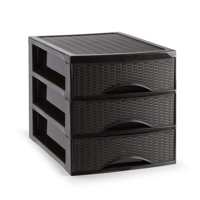 Ladekastje bureau organizer SORTED - 3 lades - donkerbruin - L26 x B35 x H28 cm - kunststof
