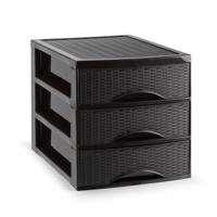 Ladekastje bureau organizer SORTED - 3 lades - donkerbruin - L26 x B35 x H28 cm - kunststof