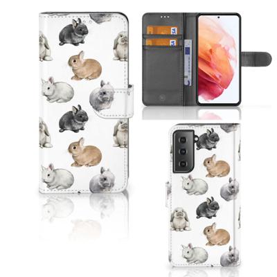 Telefoonhoesje | Met pasjeshouder | voor Samsung Galaxy S21 Konijntjes