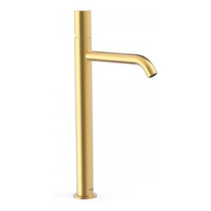 Wastafelkraan Tres Study | Opbouw | Mengkraan | Hoog model | 1-knop | Rond | 24k Goud mat