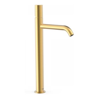 Wastafelkraan Tres Study | Opbouw | Mengkraan | Hoog model | 1-knop | Rond | 24k Goud mat