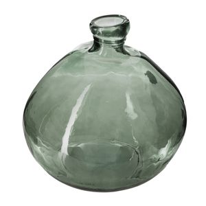 Atmosphera bloemenvaas Organische bol fles vorm - groen transparant - glas - H22 x D21 cm