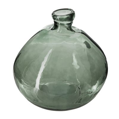 Atmosphera bloemenvaas Organische bol fles vorm - groen transparant - glas - H22 x D21 cm