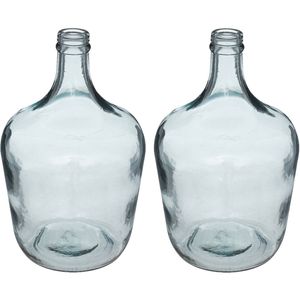 Atmosphera bloemenvaas - 2x - Fles model - blauw transparant - glas - H30 x D18 cm - Vazen