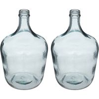 Atmosphera bloemenvaas - 2x - Fles model - blauw transparant - glas - H30 x D18 cm - Vazen - thumbnail