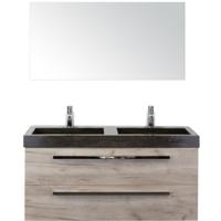 Seville Badmeubelset 120 cm - 2 Laden Craft Oak - Wastafel Lucca Dubbel met Spiegel