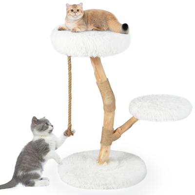 Krabpaal Moderne Houten Kattentoren met Zitstokken Massief Houten Activiteitencentrum voor Katten