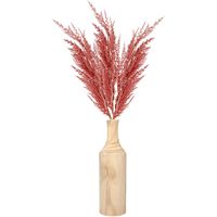 Decoratie pampasgras kunst pluimen in houten vaas - oudroze - 100 cm