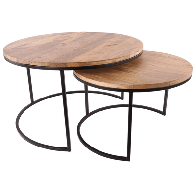 Set van 2 tafels Helsingborg 30044 mat zwart + mangohout Set van 2 tafels Helsingborg 30044 mat zwart + mangohout