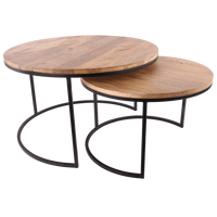 Set van 2 tafels Helsingborg 30044 mat zwart + mangohout - thumbnail