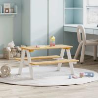 Kindertafel met banken IRUN 90x79,5x50cm massief hout wit