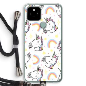 Rainbow Unicorn: Pixel 5 Transparant Hoesje met koord