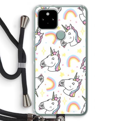 Rainbow Unicorn: Pixel 5 Transparant Hoesje met koord