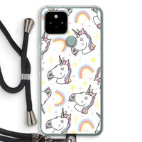 Rainbow Unicorn: Pixel 5 Transparant Hoesje met koord