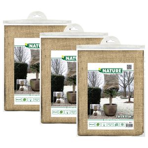 Plantenhoes jute - 3x stuks - H100 x D75 cm - naturel - met trekkoord - anti-vorst beschermhoes