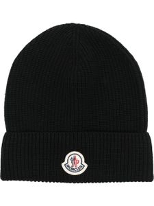 Moncler bonnet en maille à patch logo - Noir