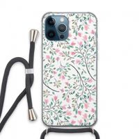 Sierlijke bloemen: iPhone 13 Pro Max Transparant Hoesje met koord