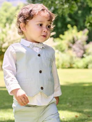 Babyset overhemd, gilet en vlinderdas saliegroen Babyset overhemd, gilet en vlinderdas saliegroen