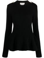 Alexander McQueen pull nervuré à ourlet péplum - Noir