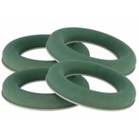 Steekschuim/oase ringen - 4x - nat - groen - D25 cm - kransen - voor bloemen - bloemstukken