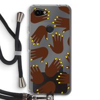 Hands dark: Pixel 3a Transparant Hoesje met koord