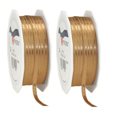 3x Luxe hobby/decoratie bronzen satijnen sierlinten 0,3 cm/3 mm x 50 meter