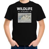 Sneeuwvos foto t-shirt zwart voor kinderen - wildlife of the world cadeau shirt Sneeuwvossen liefhebber XL (158-164)  -