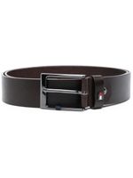 Tommy Hilfiger ceinture en cuir à plaque logo - Marron