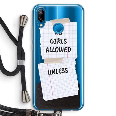 No Girls Allowed Unless: Huawei P20 Lite Transparant Hoesje met koord