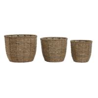 Plantenbakkenset Home ESPRIT Bruin Vezel Tropisch 31 x 31 x 24 cm