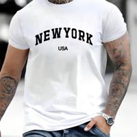 Bon&Bon Men's Letter Print T-Shirt - Grey Round Neck Summer Casual Tee White / XXXL