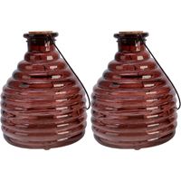 2x wespenvanger/wespenval met hengsel - glas - donkerrood - D13 x H17 cm - thumbnail