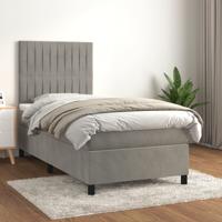 Boxspring met matras fluweel lichtgrijs 90x190 cm