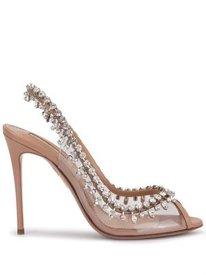 Aquazzura escarpins Temptation 110 mm à ornements en cristal - Tons neutres