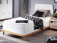 Bed CARLINO 90x200 cm wit/eik massief - thumbnail