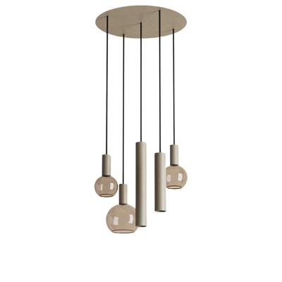 Hanglamp Riva rond 5 lichts quartz