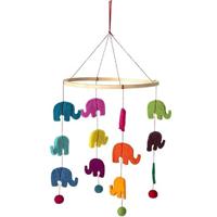 Olifant thema baby mobiel/boxmobiel - 45 cm - Hout/vilt - Babykamer/kinderkamer