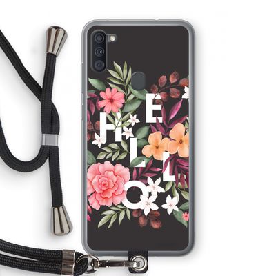 Hello in flowers: Samsung Galaxy A11 Transparant Hoesje met koord
