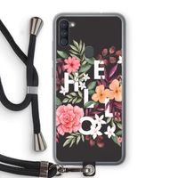 Hello in flowers: Samsung Galaxy A11 Transparant Hoesje met koord