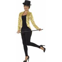 Gouden slipjas met pailletten verkleed kostuum/jas voor dames - thumbnail