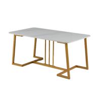 Salontafel van Kunstmarmer Rechthoekige Woonkamertafel van 90 cm Lang Voorzien van een Stevig Metalen Frame en Antislipvoetjes