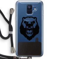 Angry Bear (black): Samsung Galaxy A6 (2018) Transparant Hoesje met koord