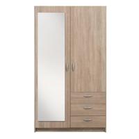 Leen Bakker - Kledingkast Varia 2-deurs Inclusief Spiegel - Licht Eiken - 175x97x50 Cm - Spaanplaat - Bruin